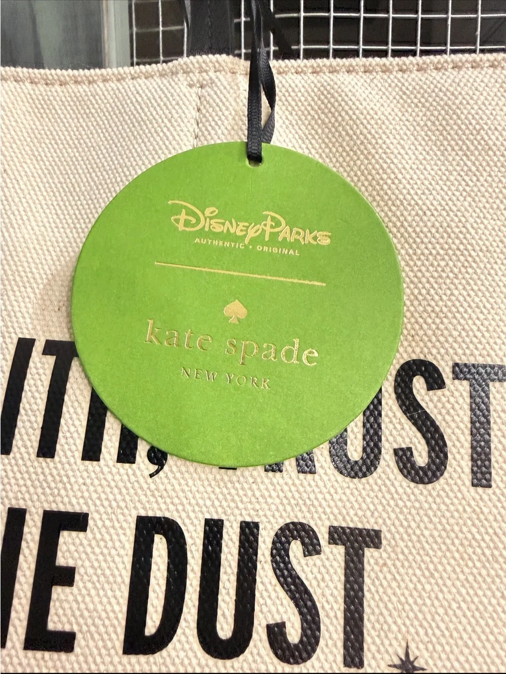 Disney kate spade Cream Canvas Tote with Pink Glitter Panel
